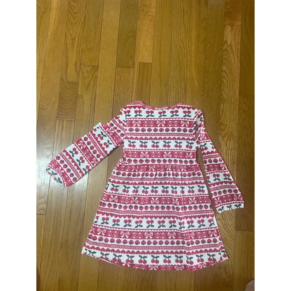 Old Navy Toddler Girls Red  Waffle‎ Knit Strawberry Cherry Heart Dress 2T NWT